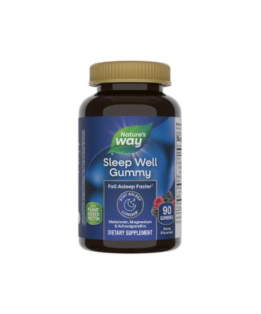 Nature s Way Sleep Well Melatonin and Magnesium Gummies Sleep Support for Adults* with Ashwagandha Berry Flavored 90 Gummies 90 Count (Pack of 1)