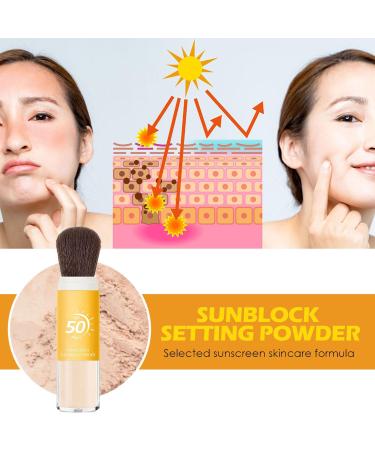 Sunscreen Powder Sunscreen Powder Setting Powder SPF 50 PA++ Setting Powder with Brush Lightweight and Breathable Setting Powder (dzf 2) - Buy Online on GoSupps.com