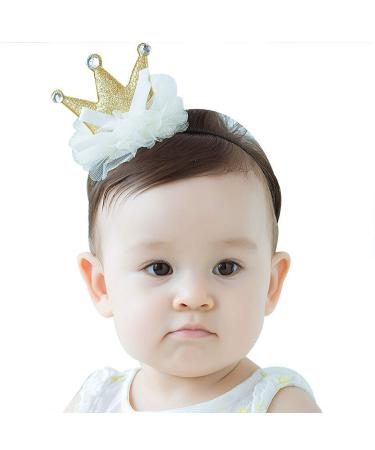 Baby Girl Headbands Baby Headband with Gold Crown Newborn Headbands and Brow for Baby Girl Baby Headband Toddler Soft Stretch baby Headbands Girl Flower Hair Accessories for Girls