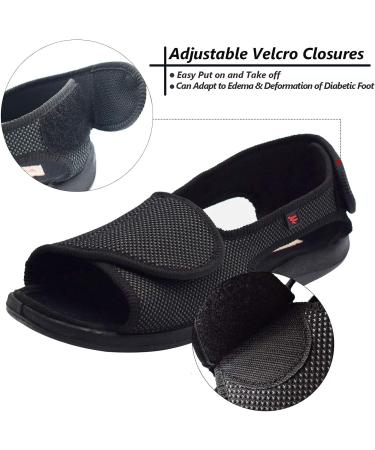 W&LESVAGO Men's Open Toe Diabetic Sandals - Extra Wide Width Arthritis & Edema Footwear 11 Black - Buy Online on GoSupps.com