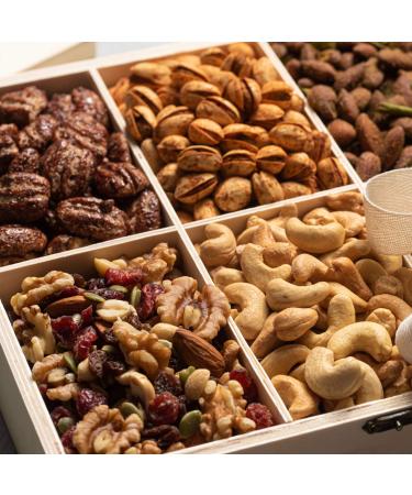 Nut Gift Basket in Reusable Wooden Crate - Gourmet Healthy Snacks for Thank You, Sympathy & Birthday | Bonnie & Pop - Buy Online on GoSupps.com