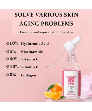 Vitamin C Serum For Face with Hyaluronic Acid Serum - Skincare with Vitamin E & Niacinamide for Anti-wrinkle & Fine Lines - Dark Spot Remover for Face - Anti Aging Serum for Improve Dull Tired Skin - Buy Online on GoSupps.com