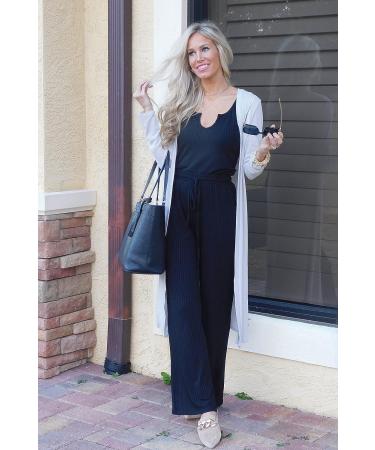 PRETTYGARDEN Women's Summer Casual Two Piece Outfit | Tank Top & Ribbed Knit Long Pants Set | Black Medium Tracksuit - Buy Online on GoSupps.com