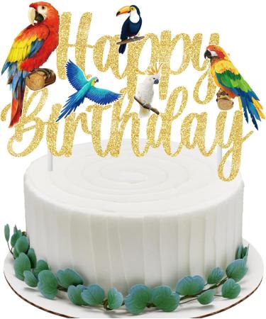 Parrot Birthday Cake Decoration Tropical Bird Birthday Cake Topper Parrot Happy Birthday Cake Pick Parrot Birthday Party Decoration for Birds Themed Baby Shower Supplies - Buy Online on GoSupps.com