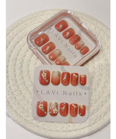 Short Squoval Pearl Shine Pink White Daisy Flower Fake Press On Nail Set - Buy Online on GoSupps.com