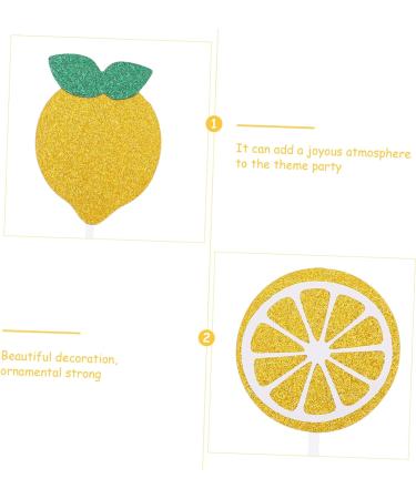 Abaodam 48 pcs Lemon Cake Toppers birthday toppers for cakes birthday cupcake topper birthday cake decorations gold trim gold decorations cocktail garnish party supplies baby summer - Buy Online on GoSupps.com