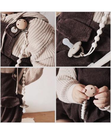 Buy Pacified Chain 2-Pack | Silicone & Wooden Design Pacifier Clips for Boys & Girls | Flexible & Soft Holders in Gray Blue - International Shipping Available - Buy Online on GoSupps.com