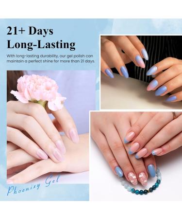 Phoenixy Gel Nail Polish Kit - 12 Pcs 10ml Set with UV LED Lamp | Aqua Dream Collection for DIY Manicure | Glossy Matte Top Coat | Nail Art Starter Kit for Women - Buy Online on GoSupps.com