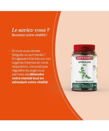 SUPERDIET - ORGANIC SPIRULINA - Tone Vitality Sports Recovery - Herbal Medicine - Made in France - 45 capsules - Buy Online on GoSupps.com