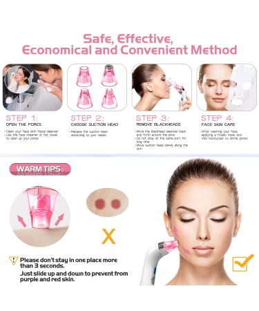 Pore Vacuum Facial Cleaner with 5 Suction Power Probes for Blackhead, Acne, and Whitehead Removal - Pink - Buy Online on GoSupps.com