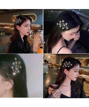 Yheakne Crystal Star Hair Clip Barrette Silver Rhinestone Hair Bling Cluster Star Hair Pin Headpieces Hair Pin Head Clip Branch Hair Pins Headwear Bride Hair Accessories for Women and Girls (Silver) - Buy Online on GoSupps.com