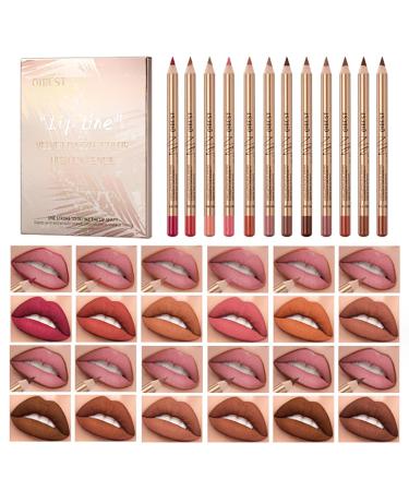 Dulele 12 Colors Matte Lip Liner Set Professional Contouring and Plumping Lip Definer Pencil 2-in-1 Smooth and Long-Lasting Makeup Lip Filler Liner & Lipstick - Buy Online on GoSupps.com