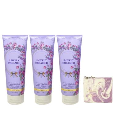 Bath & Body Works Lovely Dreamer 3 Ultimate Hydration Body Creams with a Lavender Dream Bar Soap