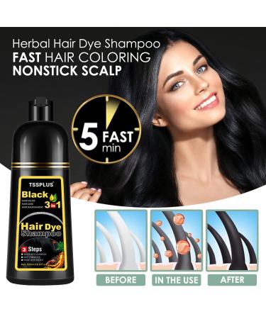 TSSPLUS Professional Black Herbal Hair Color Shampoo | Instant Gray Coverage for All Hair Types - Buy Internationally - Buy Online on GoSupps.com
