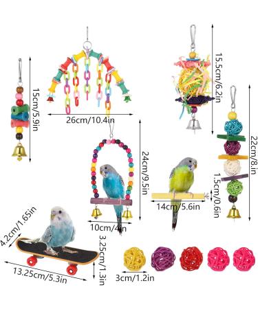 tonyg-p 13 Pack Bird BudgieToys Parrot Swing Chewing Toys Bird Nest Hut Hammock Perch Stand Hanging Bell Bird Cage Toys for Small Parakeets Cockatiels Budgies Conures Love Birds Finches - Buy Online on GoSupps.com