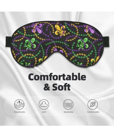 Mardi Gras Printable Sleep Eye Mask - Soft Blindfold with Elastic Strap for Travel & Night Sleeping - Buy Online on GoSupps.com