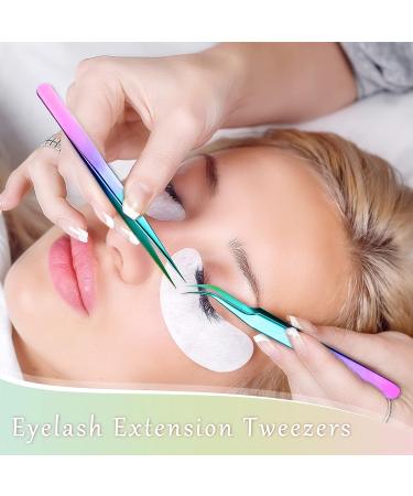 6PC Eyelash Extension Tweezers Set - Straight and Curved Stainless Steel Nippers for Volume Lash Application - False Lash Tools (Laser) - Buy Online on GoSupps.com