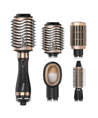 Nicebay Hair Dryer Brush Blow Dryer Brush in One Hot Air Brush Set for Straightening/Drying/Curling Oval Brush Multi-Temperature Settings Detachable Design for Women Black&gold