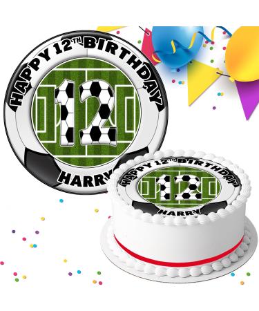 FOOTBALL YOUR AGE BIRTHDAY PERSONALISED EDIBLE ICING CAKE TOPPER FB025