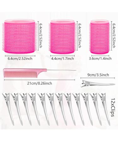 WOODFIB 31 PCS Hair Rollers Set - Self Grip Rollers for DIY Hair Styling - Includes Clips and Comb - Ideal for Long, Medium, Short Hair - Salon Quality Hairdressing Tools (Pink) - Buy Online on GoSupps.com