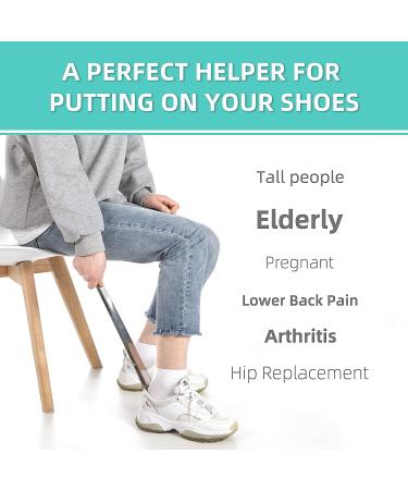Long Handle Metal Shoe Horn - 31.5 for Seniors, Pregnant Women, and Back Pain Relief - Buy Online on GoSupps.com