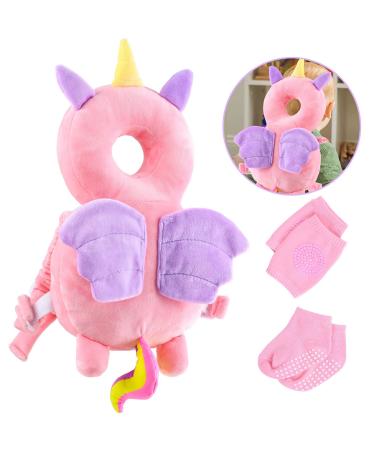Toddler Baby Head Protection & Baby Knee Pads for Crawling and Walking (Pink Unicorn)