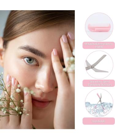 Professional Eyebrow Shears with Comb - Precision Trimmer Scissors for Perfect Eyebrows - Non-Slip Handles - Pink (2x Light Pink) - Buy Online on GoSupps.com