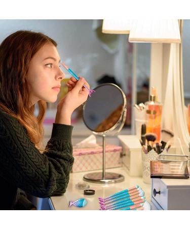 Ykkj 11-Piece 3D Mermaid Makeup Brush Set | Professional Cosmetics Brush Set for Foundation Blush Eyeshadow & More | International Shipping Available - Buy Online on GoSupps.com