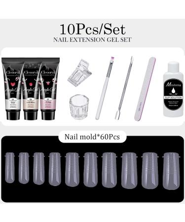 Poly Gel Nail Kit 3 Colors Clear White Pink Builder Nail Gel Set Nail Extension Gel kit 15ML Gel With Slip Solution All-in-one Nail Strengthen Gel Nail Art Kit DIY for Beginners Gifts Set for Women - Buy Online on GoSupps.com
