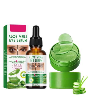 Pemarlis Aloe Vera Skincare Eye Serum with Aloe Vera Moisturizing Eye Cream Eye Pads Aloe Vera Eye Mask Aloe Eye Serum 2 Pack