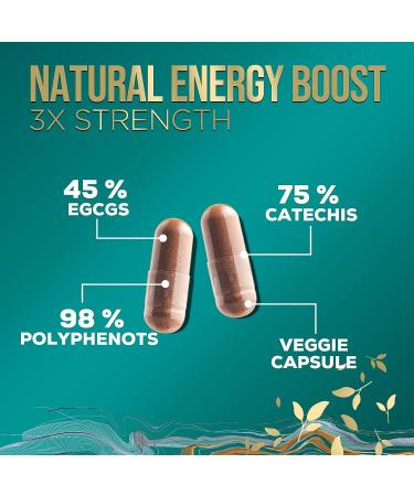 Nature's Green Tea Extract Pills 1000mg - 98% EGCG for Natural Energy & Heart Health - Vegan Non-GMO Herbal Supplement - 60 Capsules - Buy Online on GoSupps.com