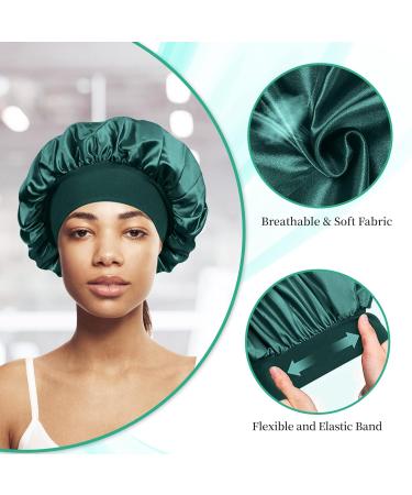 4-Piece Satin Hair Hood & Hair Ties Set | Reusable Sleep Caps for Women & Girls - Protect Hair While Sleeping | Silver Violet Pink Cyan - Buy Online on GoSupps.com