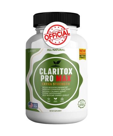 Claritox Pro Max | Extra Strength Ginkgo & Red Asian Ginseng | Natural Mood Booster & Cognitive Support | 60 Veggie Capsules | Vegan & Gluten-Free (1)