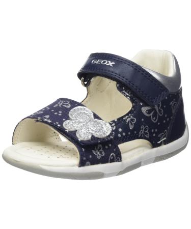 Geox Baby Girl's Sandal Tapuz First Steps 4.5 UK Child Navy Silver