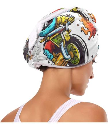 Motorcycle Monster Hair Towel 2 Pack - Super Absorbent Quick Dry Hair Turbans for Women & Girls - Buy Online on GoSupps.com