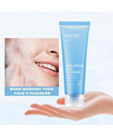 GROEI Hyaluronic Acid Cleanser Face Wash with Tea Extracts Gentle Pore Cleanser for Oily & Dry Skin 4.23 oz (1PC) - Buy Online on GoSupps.com