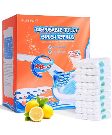 Flushable Toilet Refills with 48ct Fresh Flushable Toilet Brush Refills for Toilet and Bathroom Lemon Scent Lemon-48ct