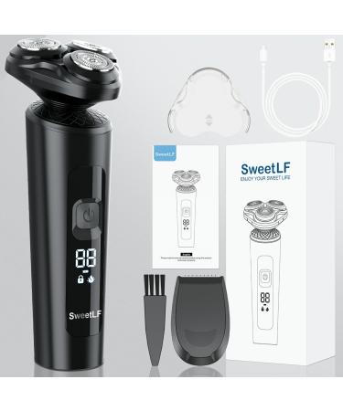 Electric Shavers for Men Ipx7 Waterproof Electric Razors for Shaving (2024 New) Electric Shavers for Men Face LED Display Type-C Fasting Charging Men Idea Gift Black