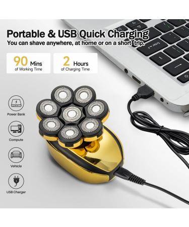 Best Head Shavers for Bald Men - 8D Rotary Electric Shaver & Beard Trimmer Kit (Golden - Buy Online on GoSupps.com