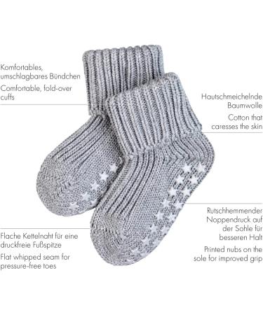 FALKE Unisex Baby Catspads Cotton Slipper Socks | Thick & Warm | Printed Silicone Nubs | Improved Grip | 0-6 Months | Blue (Dark Marine 6170) - Buy Online on GoSupps.com