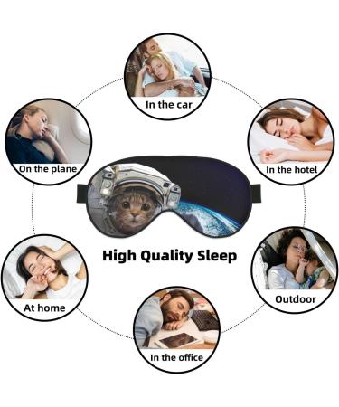 Cat Astronaut Print Eye Mask - Soft Sleep Blindfold with Elastic Strap for Travel & Night Sleep - Buy Online on GoSupps.com