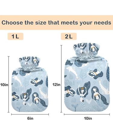 Naanle Cartoon Mermaid Heat Bottle | 1L Hot Water Bottle for Bed & Pain Relief | Heat & Cold Therapy with Transparent Bag - Buy Online on GoSupps.com