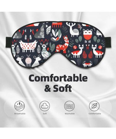 SSIMOO Scandinavian Animals Print Eye Mask - Double-Sided Soft Light Blocking for Better Sleep | International Shipping Available - Buy Online on GoSupps.com