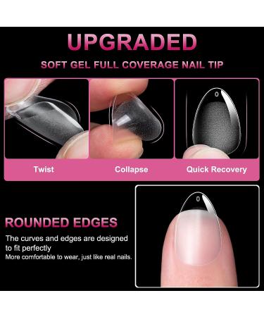 240pcs AOREAM Extra Short Almond Nail Tips Soft Gel Matte Nails - Full Cover Press On Tips for Nails Salon & DIY Short Square-Almond Nails - Buy Online on GoSupps.com
