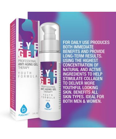Pursonic Professional Anti Aging Eye Gel - 2 OZ Organic Formula for Dark Circles Puffiness & Wrinkles - Hyaluronic Acid for Men & Women - Buy Online on GoSupps.com
