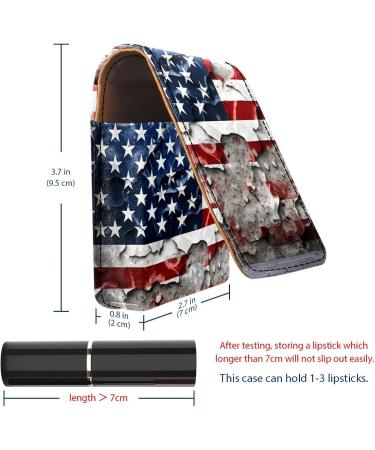 Buy Travel Lipstick Organizer Case | Portable Makeup Bag with Mirror | Vintage American Flag Design - Buy Online on GoSupps.com