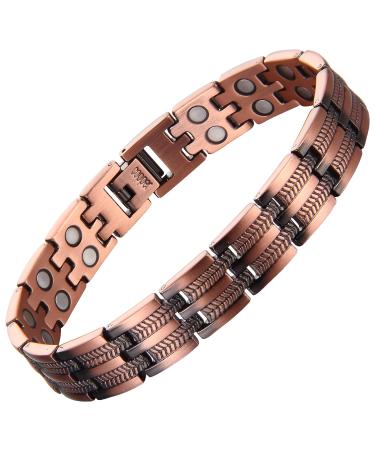 BioMag Copper Bracelet for Men Magnetic Bracelet Copper Wristband with Double Row Ultra Strength Magnets 8.6inches Adjustable with Tools (Copper Double Row)