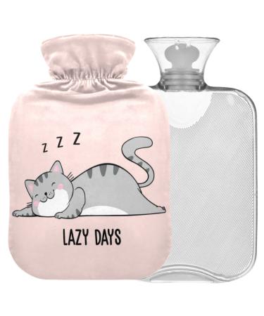 NAANLE LAZY CAT hot water bottle with reference transparent hot water bottle hot water bottle for bed handfoot warmer pain relief heat and cold therapy Large 2l