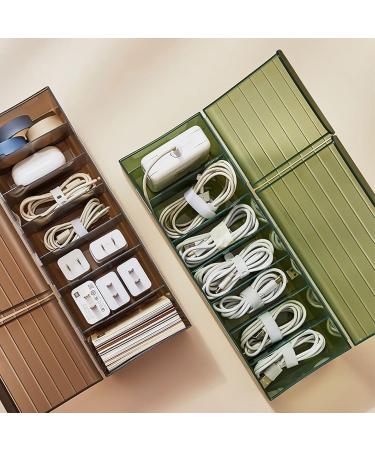 Storage Box Desktop Data Cable Storage Box Mobile Phone Charger Charging Line Classification Divided Box with Cover (Color : Green) - Buy Online on GoSupps.com
