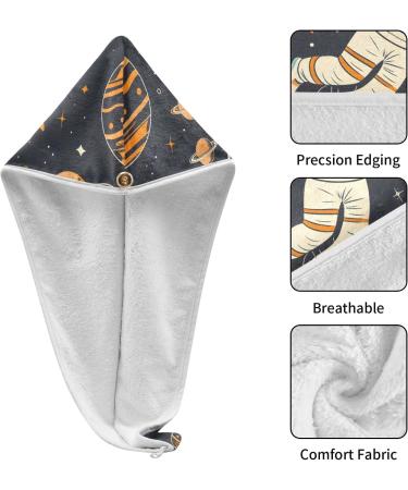 Super Absorbent Astronauts Spaceships Planets Hair Towel 2 Pack - Quick Dry Turbans for Women & Girls - Buy Online on GoSupps.com